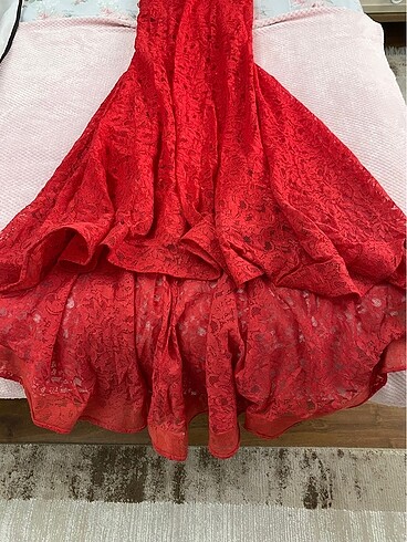 Kırmızı güpür elbise - Görsel 6
