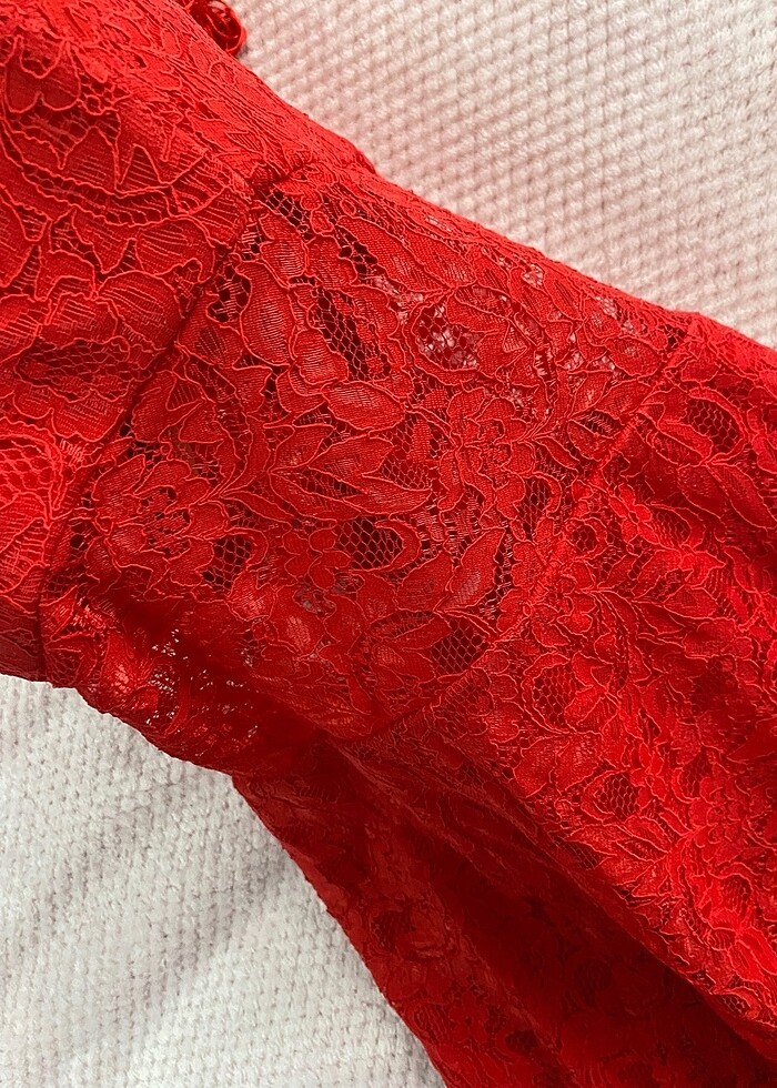 Kırmızı güpür elbise - Görsel 5