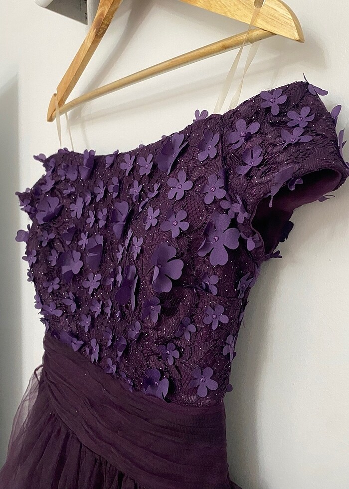 Mor mini elbise - Görsel 3