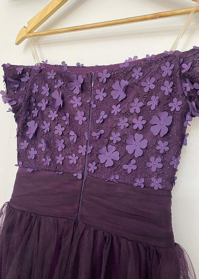 Mor mini elbise - Görsel 4