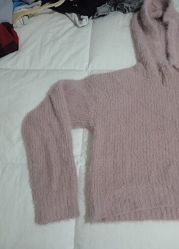 Peluş pembe polar kazak