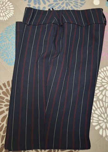 Bordo Çizgili Kadın Blazer Ceket ve pantalon takımı - Görsel 2