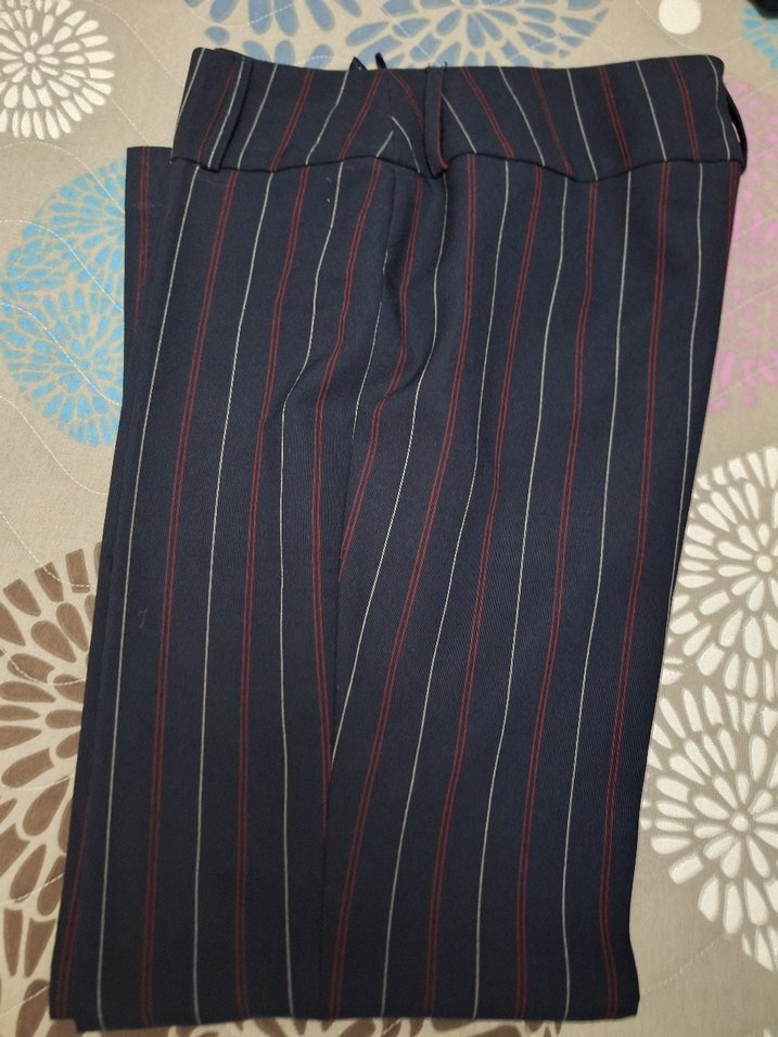 Bordo Çizgili Kadın Blazer Ceket ve pantalon takımı - Görsel 2