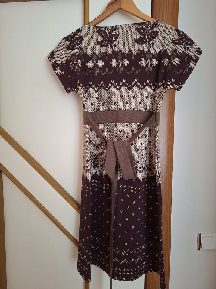 Bohem V Yaka Triko Elbise - Görsel 2