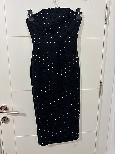 Straplez midi elbise