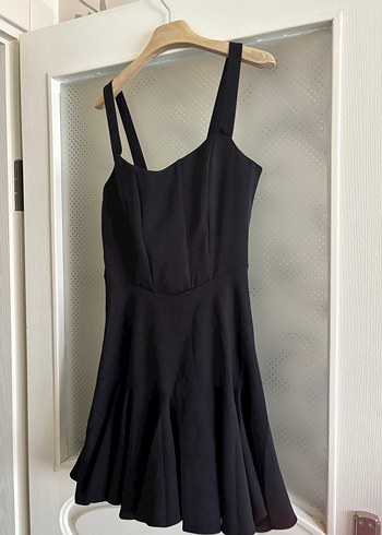 s Beden siyah Renk Siyah Drapeli Midi Strappy Elbise