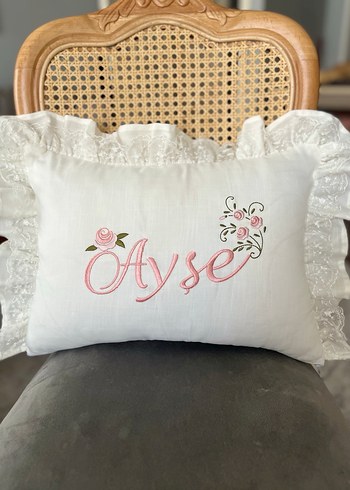 Nakışlı Beyaz Yastık Kılıfı - Görsel 3