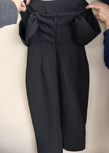 Siyah Straplez Midi Drapeli Kadın Elbise - Görsel 2