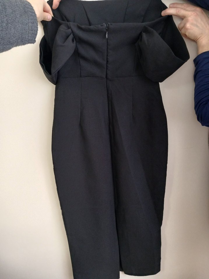 Siyah Straplez Midi Drapeli Kadın Elbise - Görsel 2