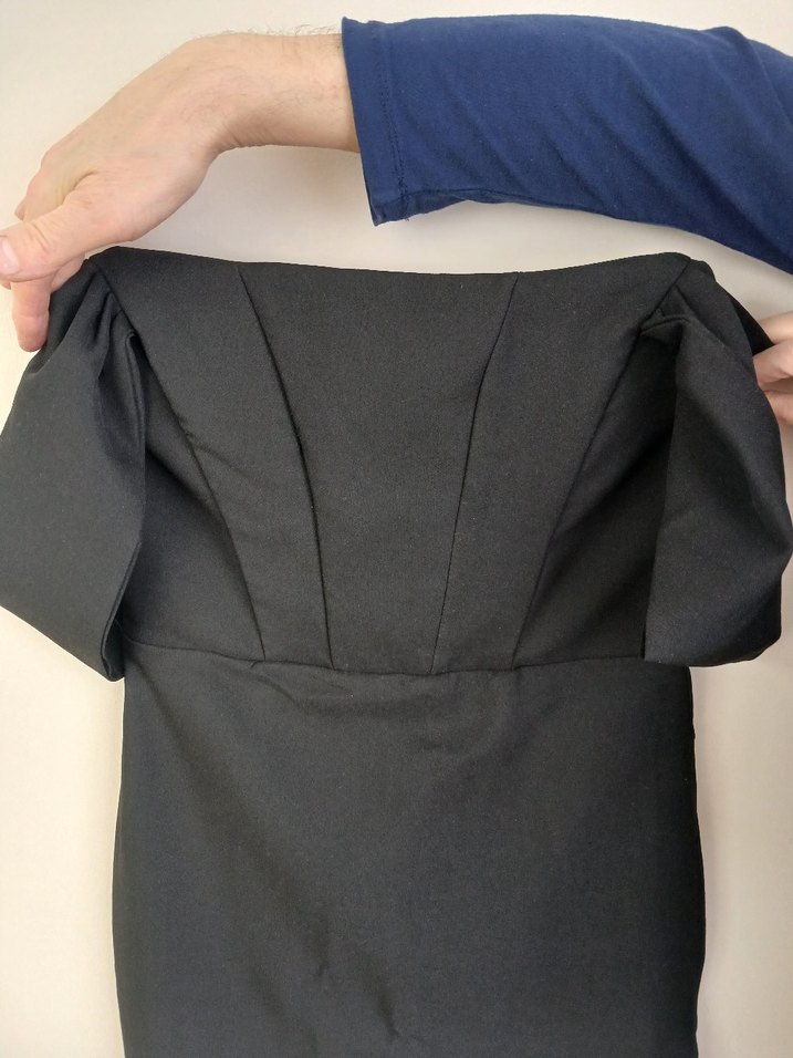 Siyah Straplez Midi Drapeli Kadın Elbise - Görsel 4