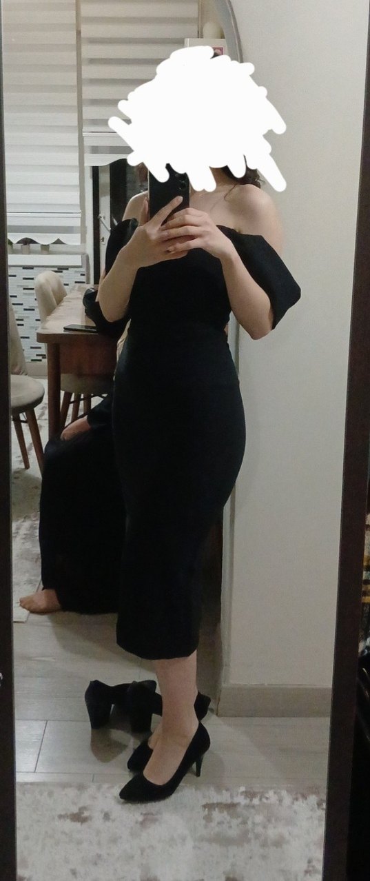 Siyah Straplez Midi Drapeli Kadın Elbise - Görsel 3