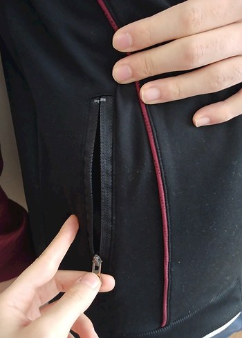 Bordo Siyah Fermuarlı Erkek Sweatshirt - Görsel 3