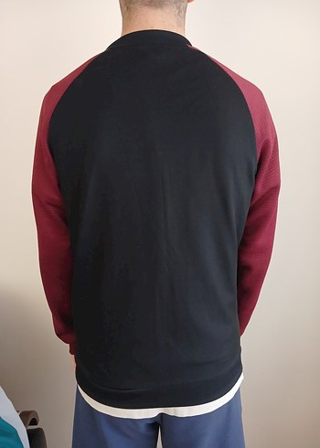 Bordo Siyah Fermuarlı Erkek Sweatshirt - Görsel 2