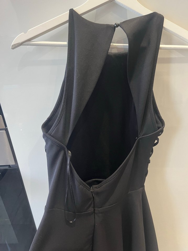 Siyah Mini Strappy Fırfırlı Gotik Elbise - Görsel 5