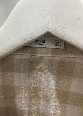 Bej Keten Düğmeli Uzun Kollu Kadın Gömlek - Görsel 5