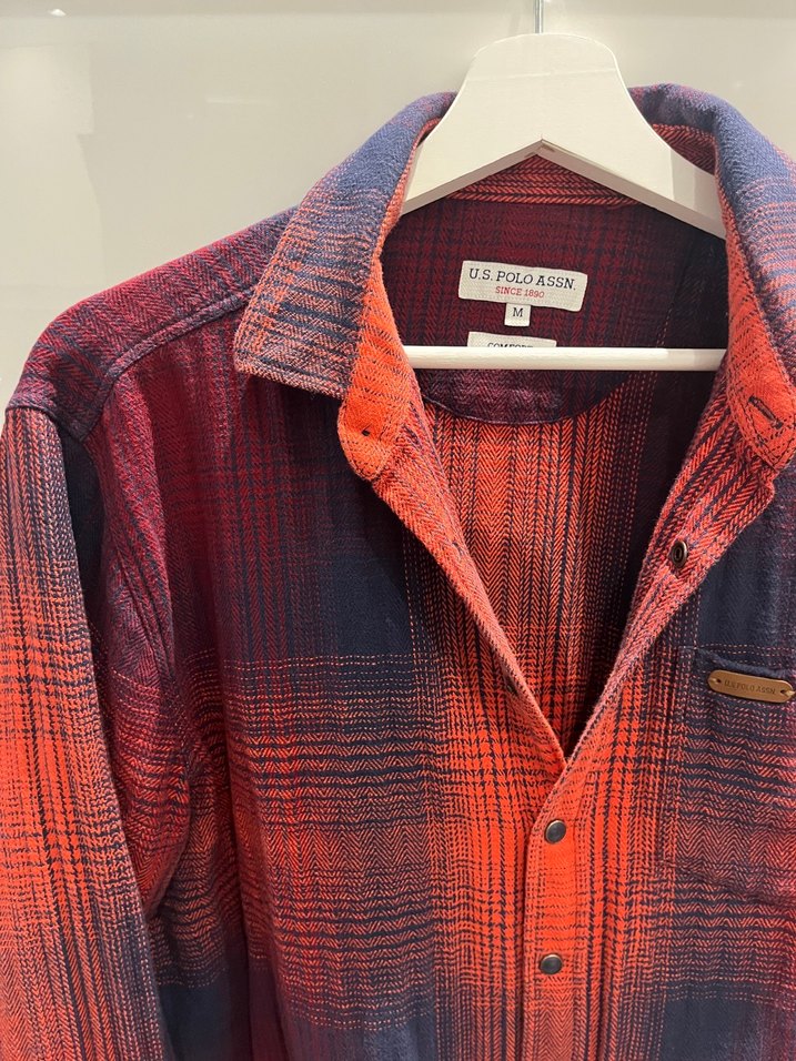 Turuncu Batik Desenli Uzun Kollu Gömlek - Görsel 2