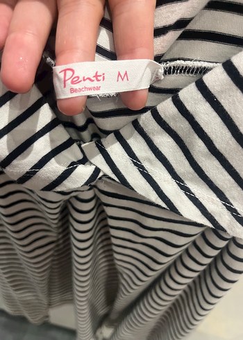 Çizgili Askılı Mini plaj elbise - Görsel 2