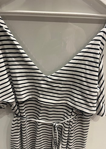 Çizgili Askılı Mini plaj elbise - Görsel 6