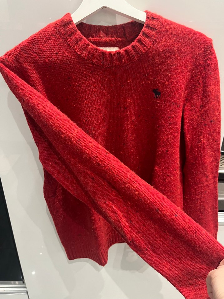 Kırmızı erkek Örgü Yün Kazak - Görsel 2