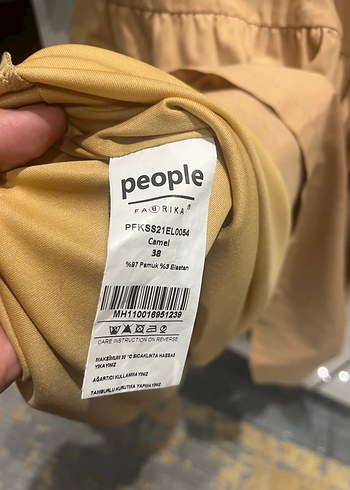 Bej V Yakalı Midi Salaş Elbise - Görsel 4