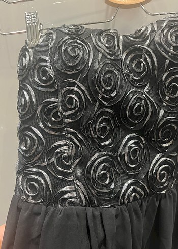 Siyah Straplez Uzun Abiye Elbise - Görsel 4