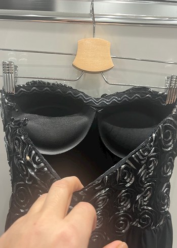 Siyah Straplez Uzun Abiye Elbise - Görsel 5