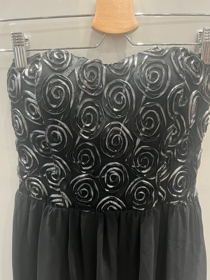 Siyah Straplez Uzun Abiye Elbise - Görsel 3