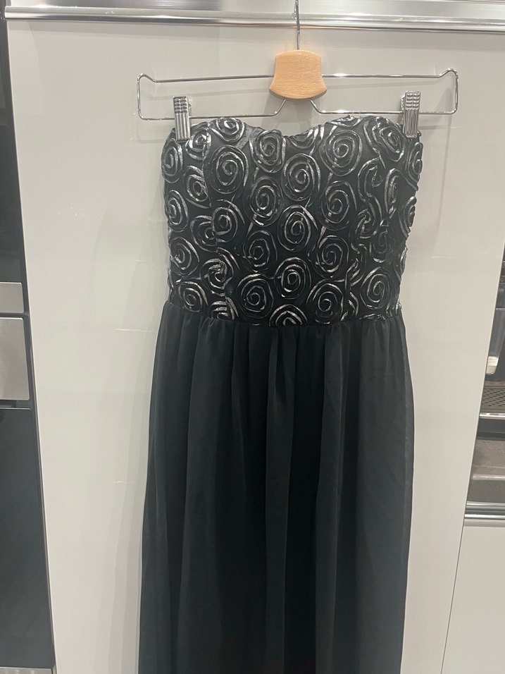 Siyah Straplez Uzun Abiye Elbise - Görsel 2