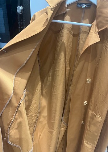 Düğmeli Uzun Kahverengi Trençkot - Görsel 5