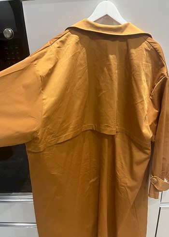 Düğmeli Uzun Kahverengi Trençkot - Görsel 9