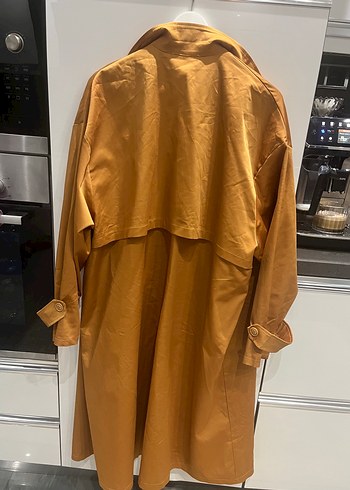 Düğmeli Uzun Kahverengi Trençkot - Görsel 7