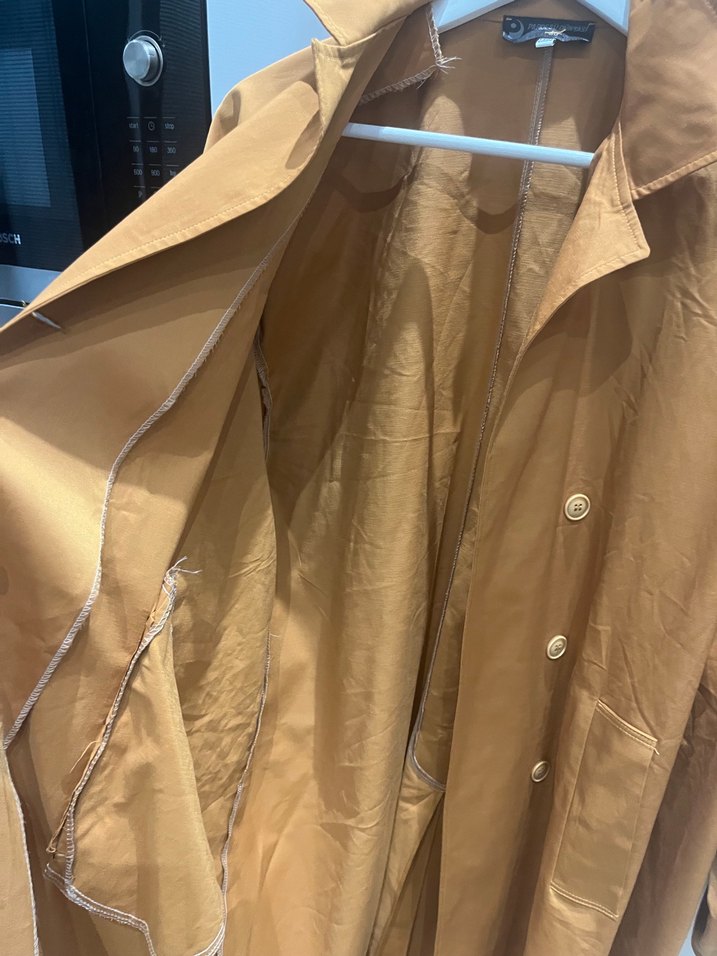 Düğmeli Uzun Kahverengi Trençkot - Görsel 5