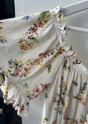 Beyaz Çiçek Desenli Bohem  Bluz - Görsel 3