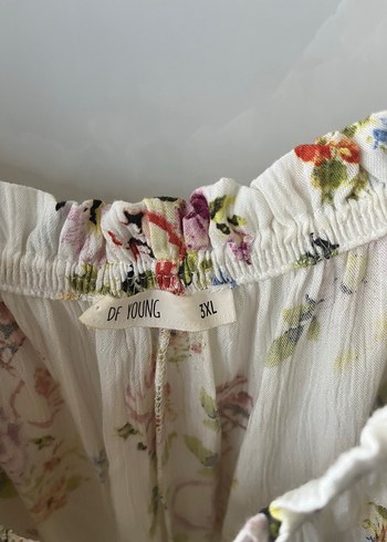 Beyaz Çiçek Desenli Bohem  Bluz - Görsel 4