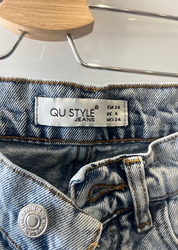 Düğmeli Gri Denim Kadın Jean - Görsel 3