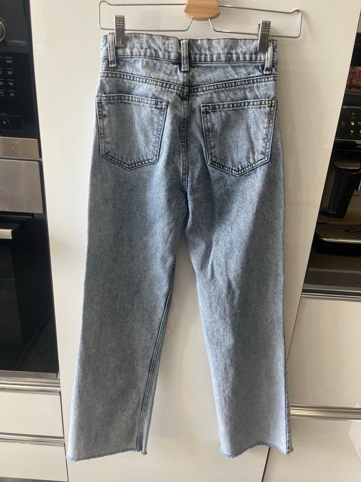 Düğmeli Gri Denim Kadın Jean - Görsel 4