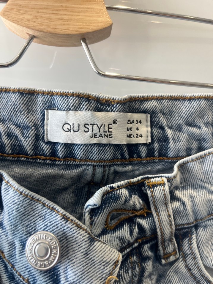 Düğmeli Gri Denim Kadın Jean - Görsel 3