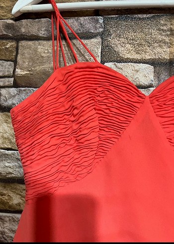 Nar çiçeği Drapeli Mini Abiye Elbise - Görsel 3