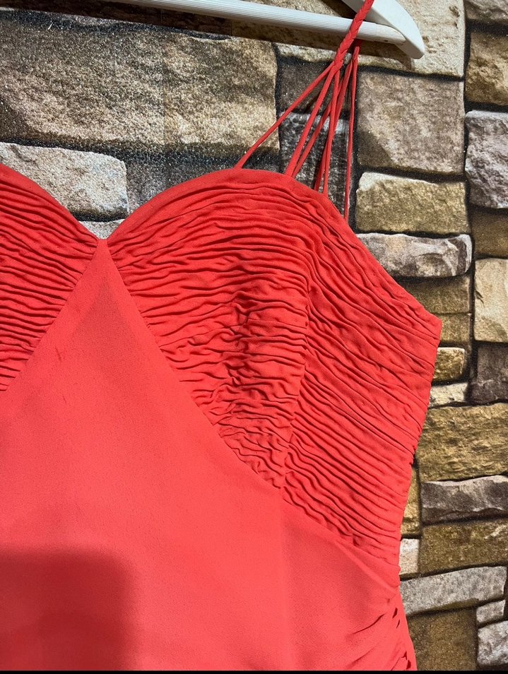 Nar çiçeği Drapeli Mini Abiye Elbise - Görsel 4