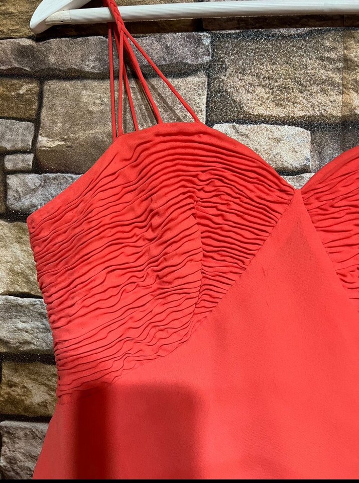 Nar çiçeği Drapeli Mini Abiye Elbise - Görsel 3