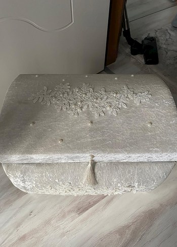 Dantel Detaylı Beyaz Vintage Düğün Kutusu - Görsel 4