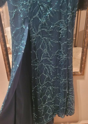 Uzun Kollu Nakışlı acı yeşil Kadın Elbise - Görsel 8