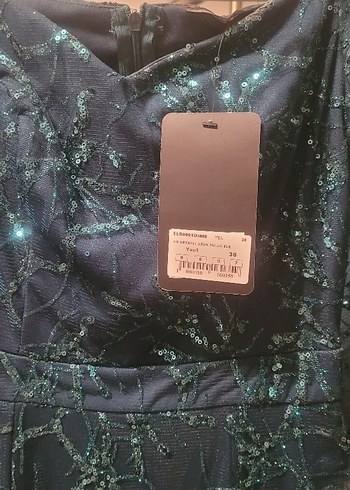 Uzun Kollu Nakışlı acı yeşil Kadın Elbise - Görsel 11