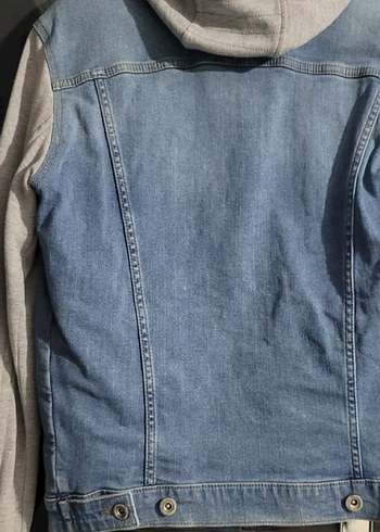 Gri Kapüşonlu erkek Denim Ceket - Görsel 5