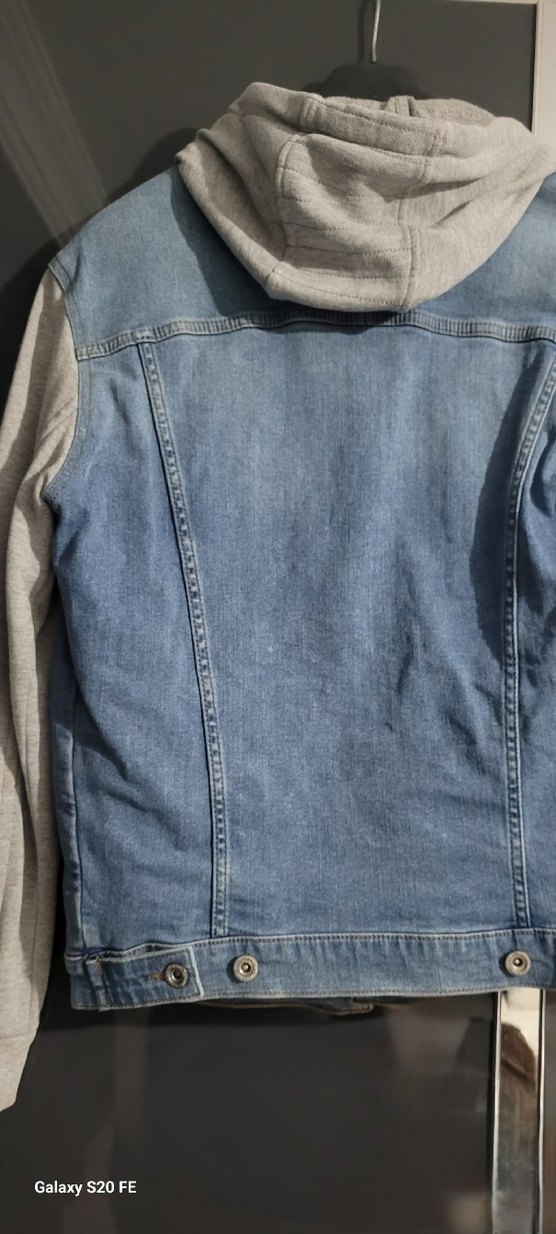 Gri Kapüşonlu erkek Denim Ceket - Görsel 5