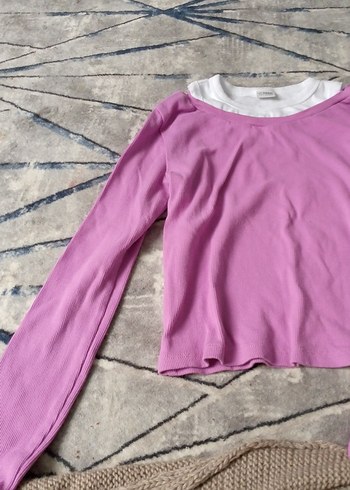 LC Waikiki Kız Çocuk Pembe Uzun Kollu Basic Keten Tişört