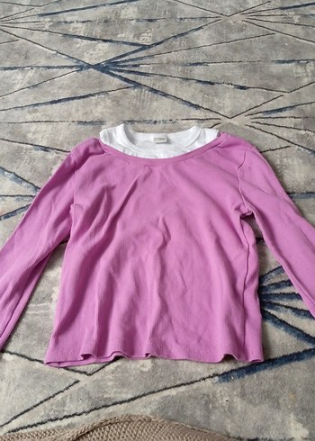 7 Yaş Beden Kız Çocuk Pembe Uzun Kollu Basic Tişört