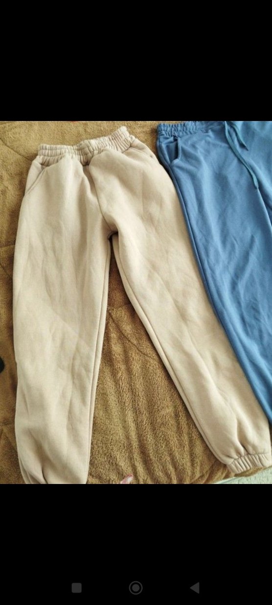 Bej Pamuklu Rahat Kesim  ve mavi Kadın Eşofman Altı 2 li - Görsel 3