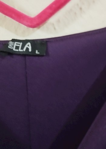 Mor Midi V Yaka Salaş Elbise - Görsel 4