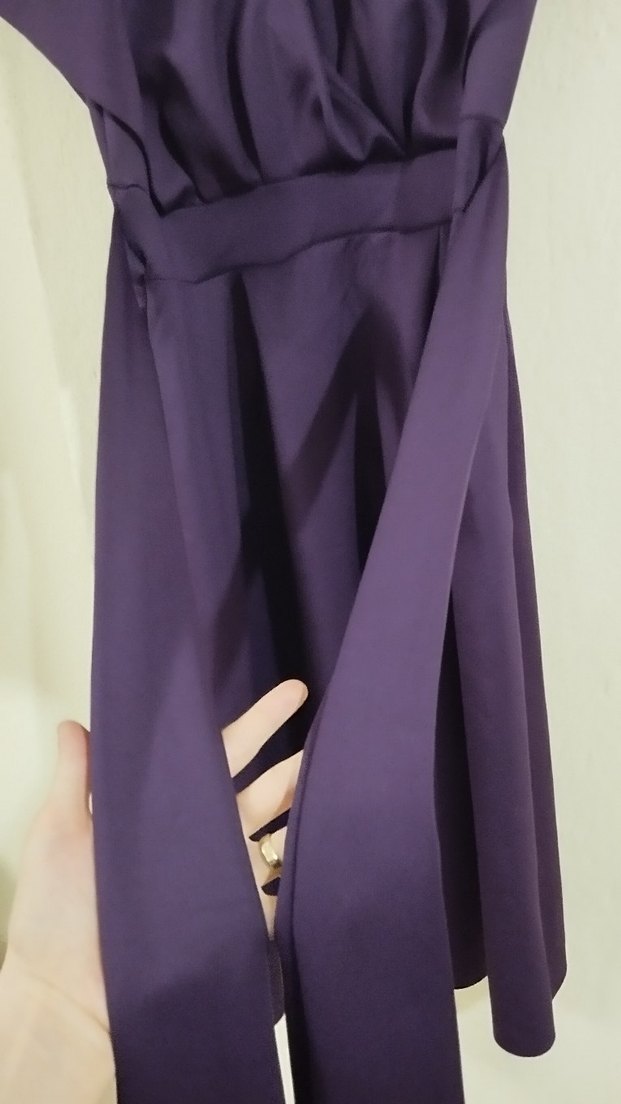 Mor Midi V Yaka Salaş Elbise - Görsel 2